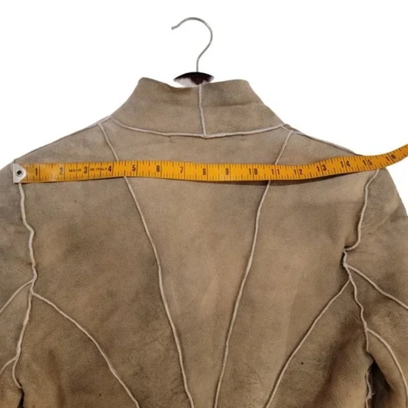 DVF Suede Beige Draped Distressed Jacket - Picture 9 of 13